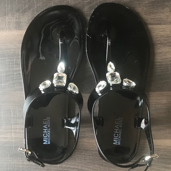 Michael Kors Shoes - Michael Kors Black Jayden Jelly Thong Sandals sz 7